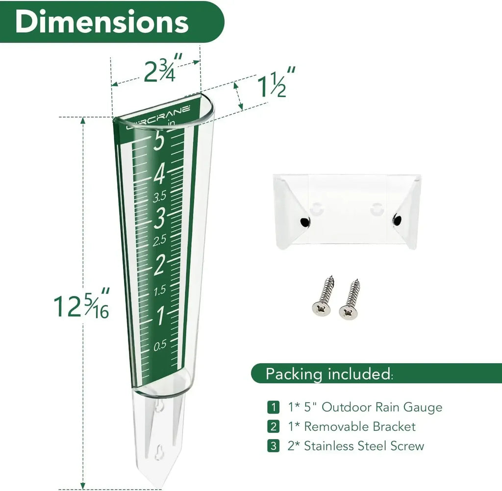 5 Inch Capacity Rain GaugeOutdoor Easy-to-Read Rain Gauge with Magnified Scale and NumbersFor Garden Patio Yard Field Lawn