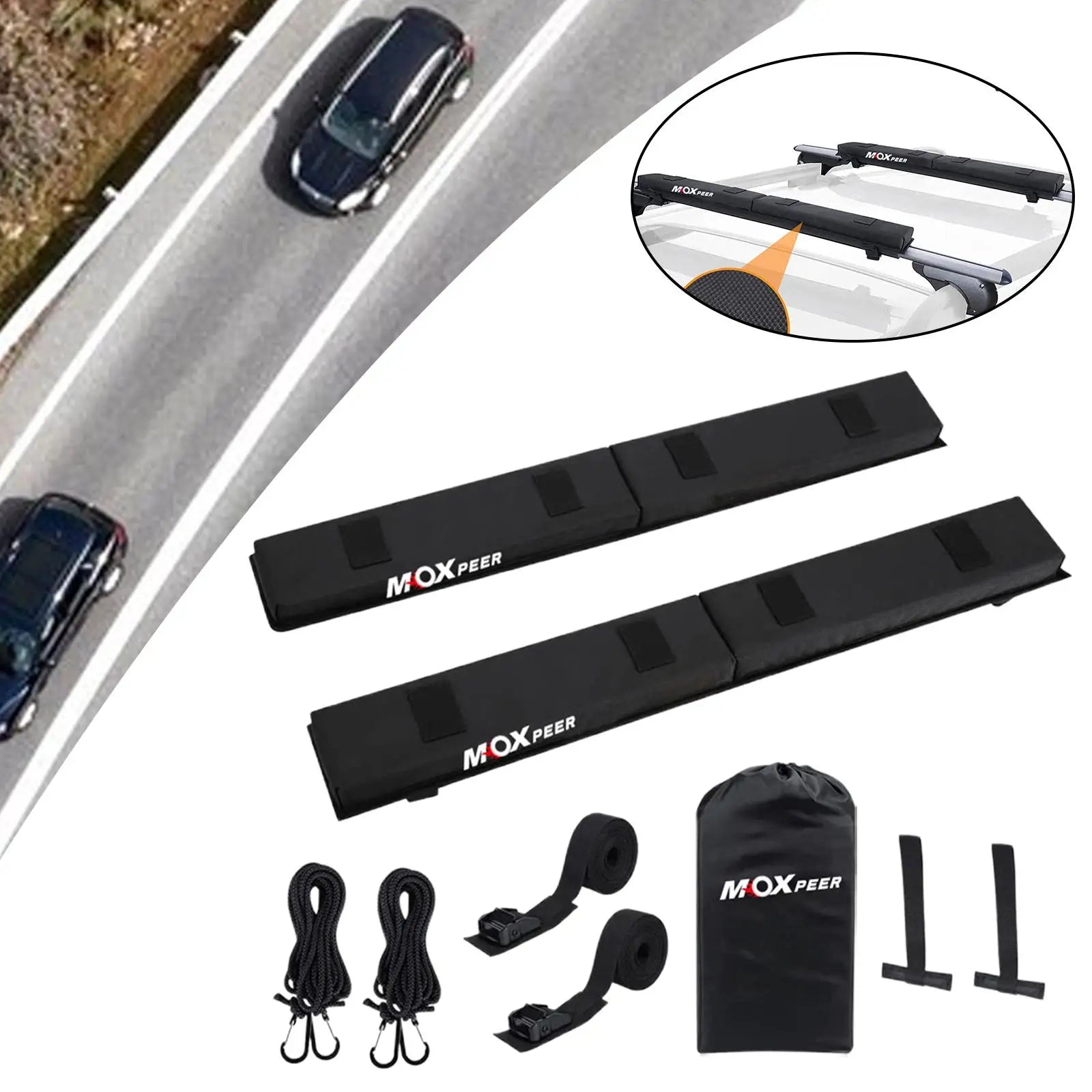 1 Set Car Soft Roof Rack Pads Set Universal Crossbar Pads Roof Crossbar Pads Automotive Accessories for Kayak Surfboard