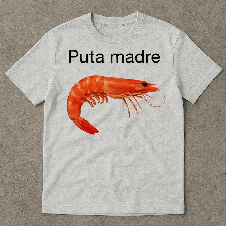 Funny Shrimp Memes, Shrimp-patterned T-shirt Memes, Shrimp, Aggressive, Satirical Viral Memes, and Confused Memes.women Summer