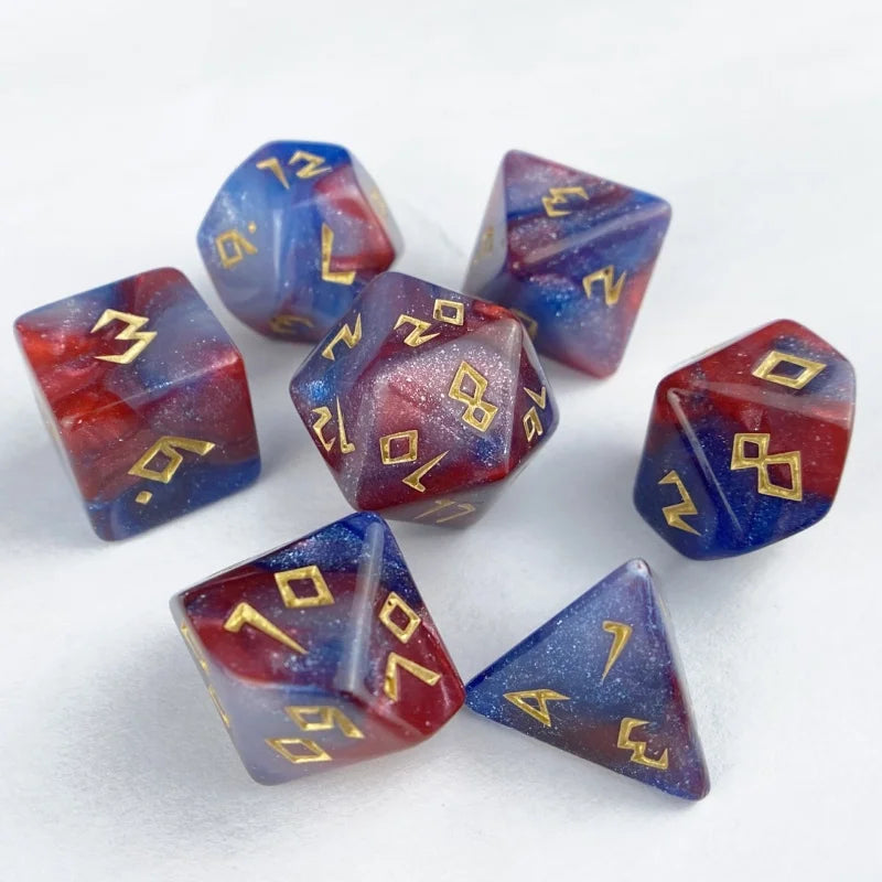 Dazzling Colors 7 Pcs /Set Acrylic Dice TRPG Games D4 D6 D8 D10 D12 D20 Dice Polyhedral Dice Set For DND Or COC Game