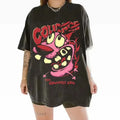 Women's Plus Size Retro "Cowardly Hero" 90s TV Series T-shirt Pure Cotton Breathable Fashionable and Versatile Unisex Oversized