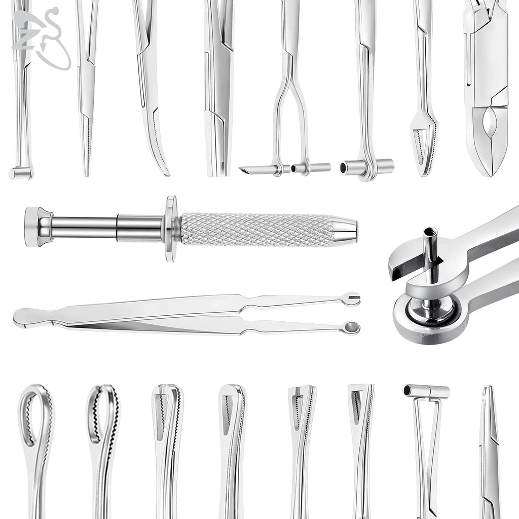 ZS 1PC Stainless Steel Piercing Clamp Slotted Locking Forcep Opening Piercing Plier Tool for Ear Lip Belly Navel Tongue Piercing