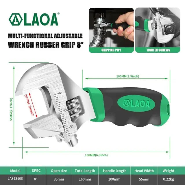 LAOA 6inch/8inch Adjustable Wrench Monkey Wrenches Short Handle Spanner Pipe Wrench for Air Controller Pipe Hand Tools