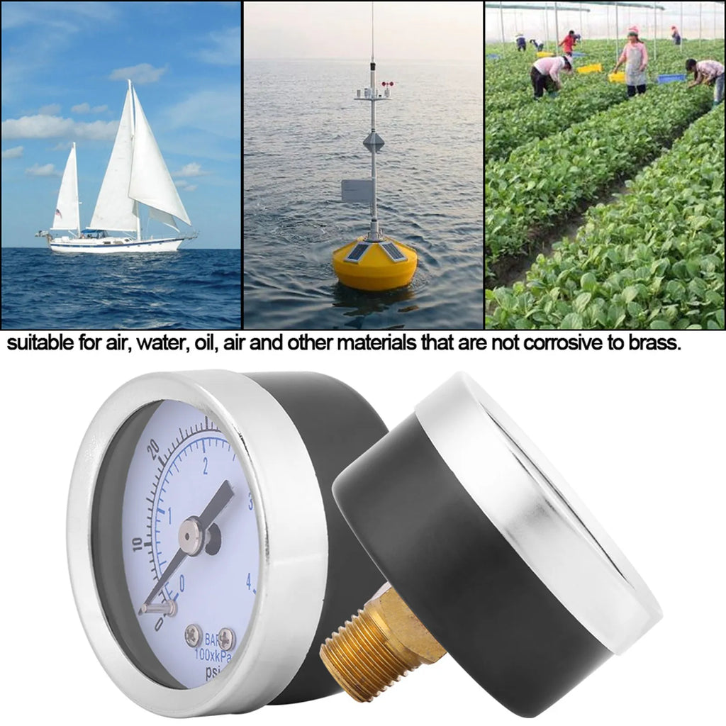 Air Pressure Gauge 0‑60psi 0‑4bar 1/8NPT Pressure Gauge Manometer for Water Air Oil  Instrument pressure measuring tool