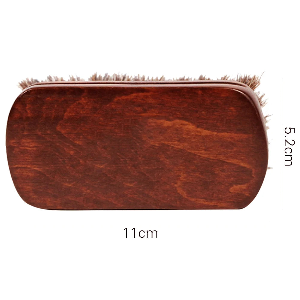 Car Interior Leather Textile Cleaning Brush with Horsehair Bristle Wood Handle