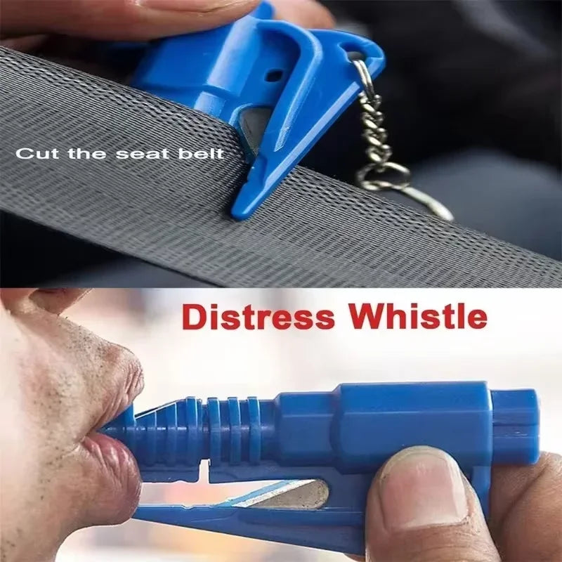 *3-in-1 Car Safety Hammer Window Breaker & Seat Belt Cutter Keychain Mutifunction Emergency Rescue Tool Auto Accessories..