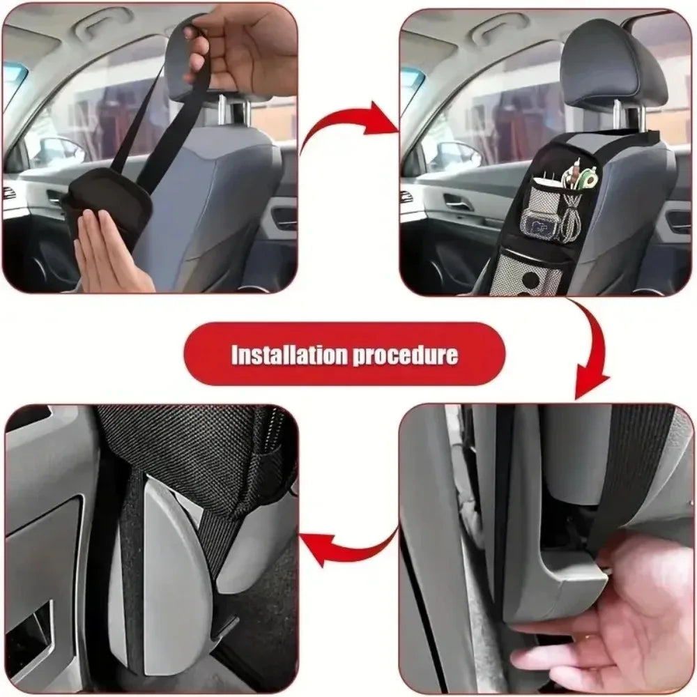 1pcs Car Seat Back Hanging Bag Oxford Cloth Waterproof Thermal Pressure Resistant Handle Side Storage Bag Vehicle Compression