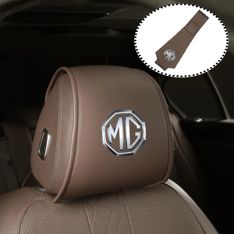 Car Headrest Storage Cover Leather Neck Pillowcase For Morris Garages MG 6 3 5 7 TF ZR ZS HS GS GT Hector RX5 RX8 350 550 Gundam