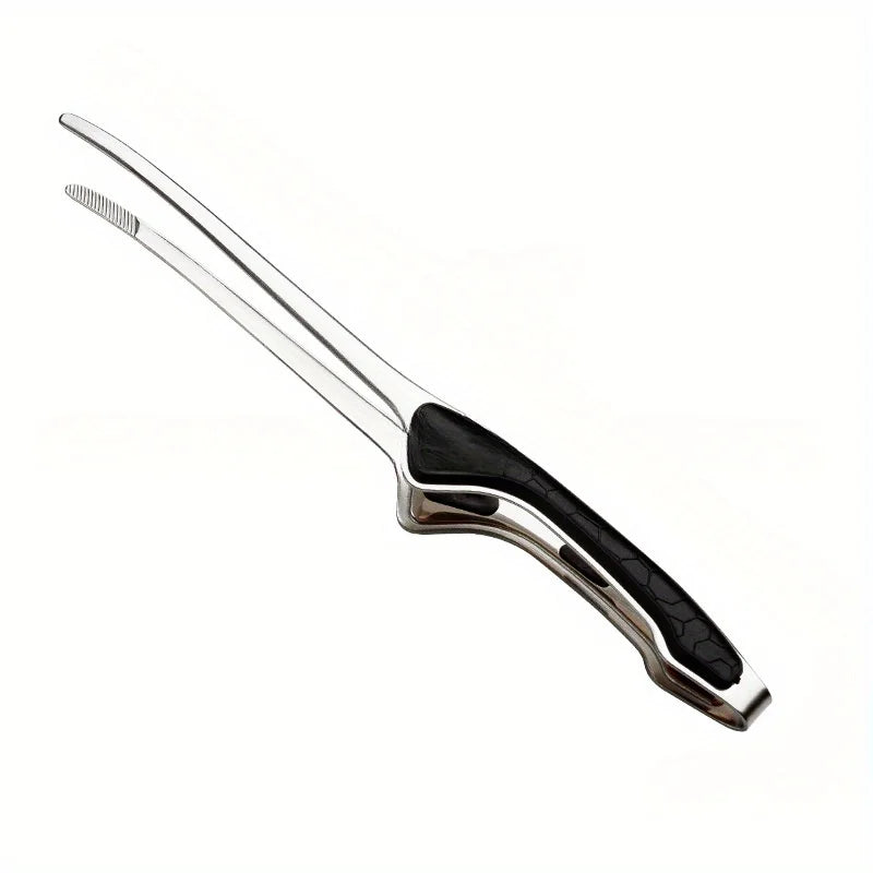 Silver Stainless Steel BBQ Tongs Non Slip Easy Clean Reusable Cooking Utensils for Serving Food Camping BBQ Buffet Oven Tools