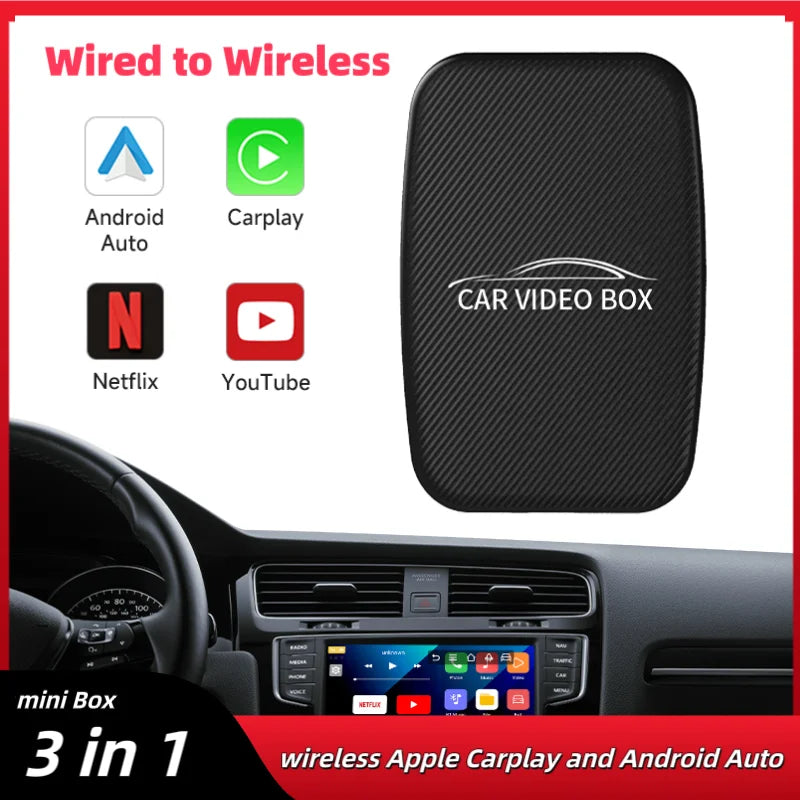 3-in-1 car video box wireless CarPlay Android automatic adapter Android TV box on Youtube Nexflit intelligent car intelligent sy