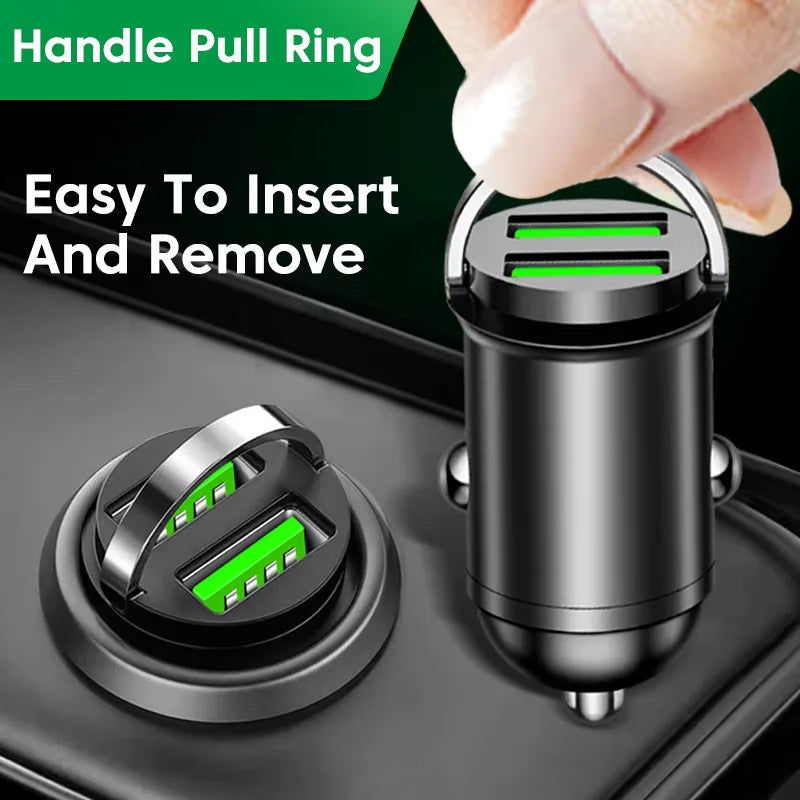 Dual USB Car Phone Charger 200W QC3.0 USB Fast Charging Car Charger With Pull Ring Cigarette Lighter Adapter For Mobile Phones