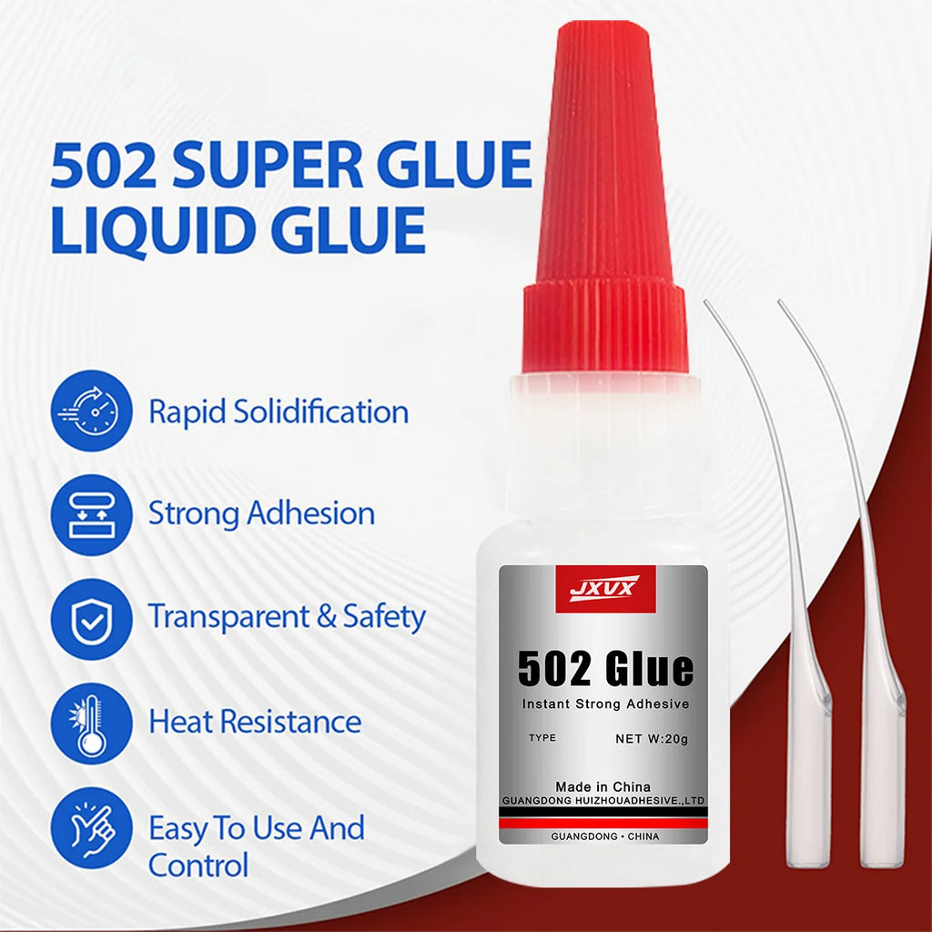 New High Strength 502 Instant Adhesive Formula, 20ml Cyanoacrylate Instant Glue, Strong Adhesive, DIY Liquid Jewelry, Toy Shoes, Quick-Drying Transparent Super Glue 502