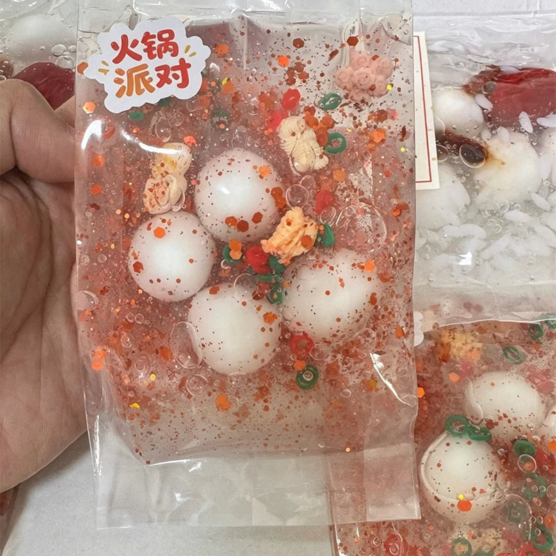 Squishy Stress Relief Ball Hotpot Food Sensory Fidget Handmade Soft Slow Rising Squeeze Ball Cute Kawaii Desk Anxiety Relax