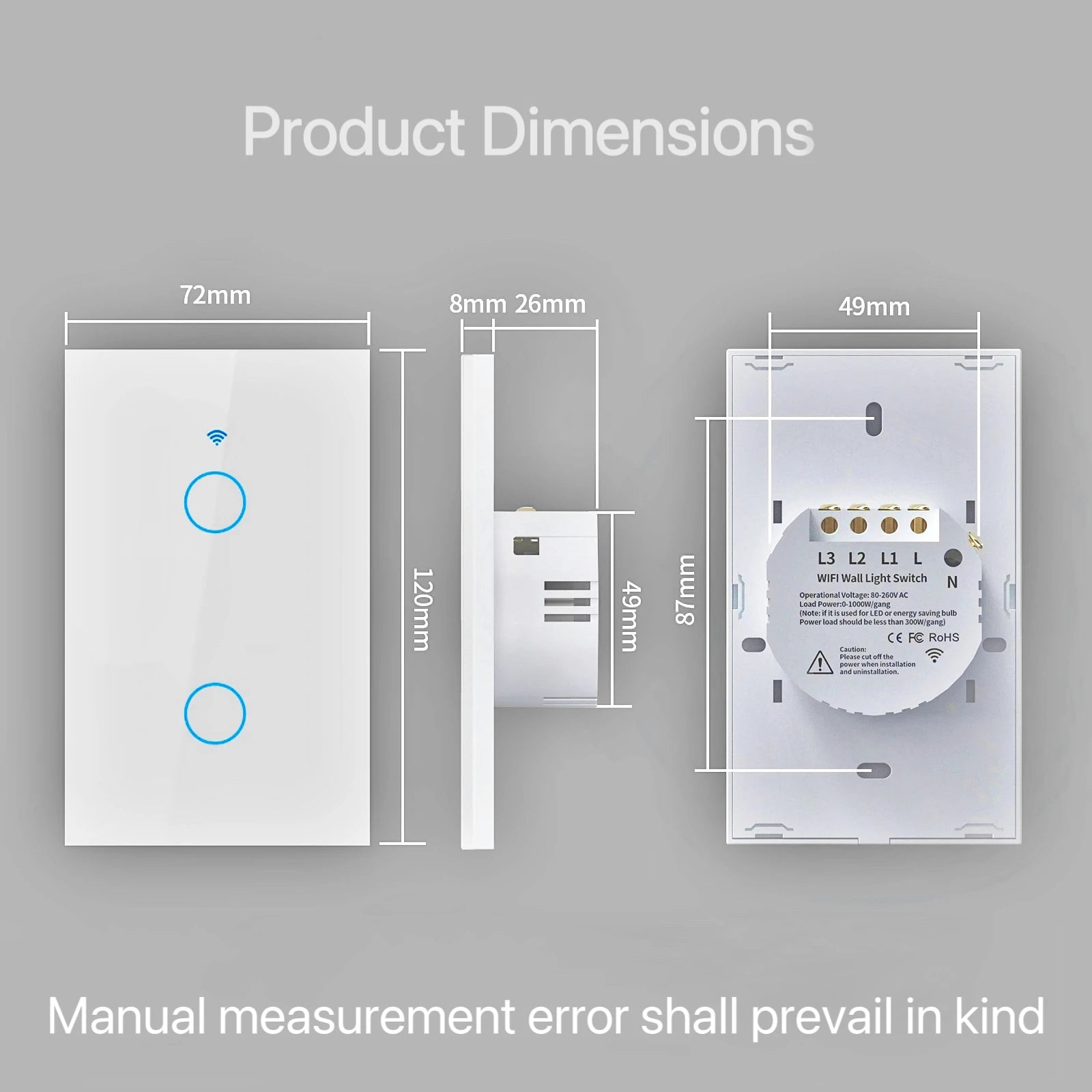 Tuya WiFi Smart Light Switch RF433 No Neutral Wire Required Wall Touch Sensor Switch Voice Control Work with Alexa Google Home 4