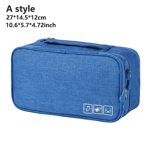 Women's Portable Multi-Layer Travel Lingerie Storage Bag Underwear Organizer Waterproof Divided Pouch for Socks & Bras Trip Case