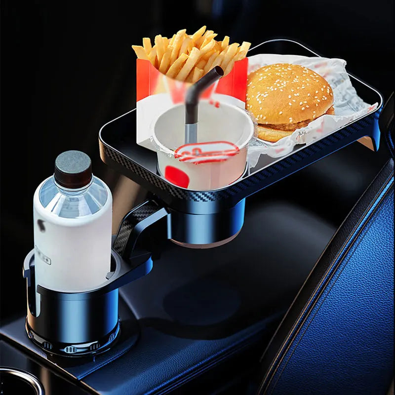 SEAMETAL Premium Car Cup Holder Expander Multi-Function Drink Holder with Food Table 360-Degree Adjustable Base Tray for Snack