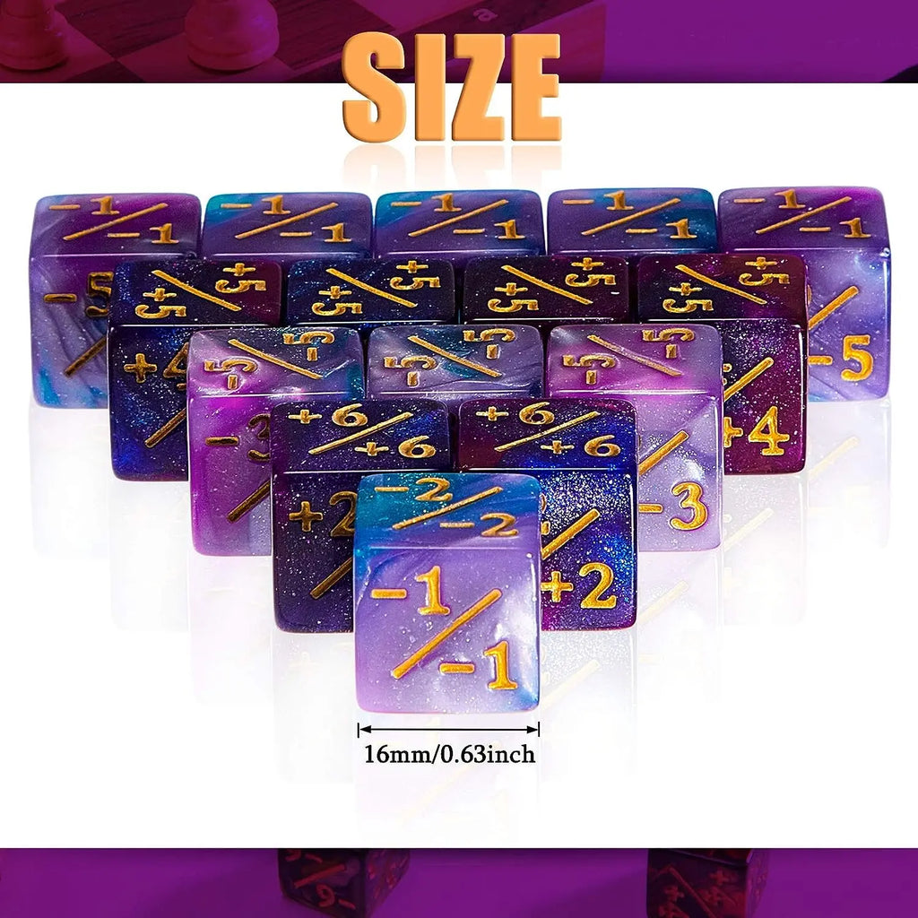 10Pcs D6 Dice 6 Side Counters +1/-1 Square Digital 16mm Cube for Funny Table Board Gaming Math Teaching Arithmetic Study