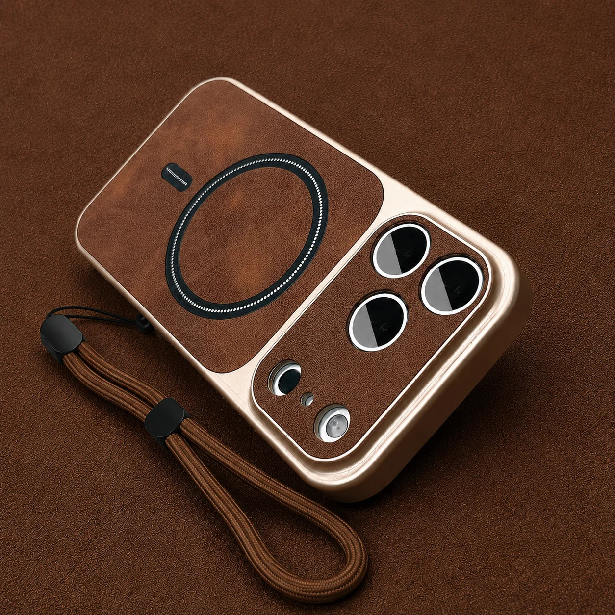 Luxury Matte Leather Magnetic Phone Cases for IPhone 17Air 17 16 15 14 13 Pro Max for Magsafe Wireless Charge with Lanyard Cover
