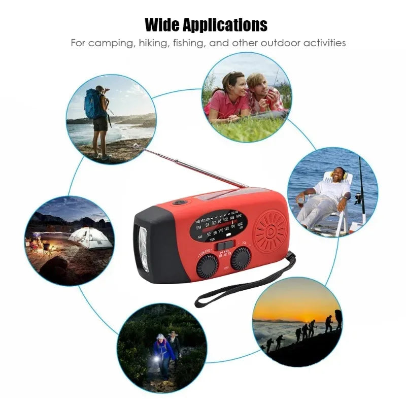 Hand Cranked Generator Power Bank Solar Weather Radio Outdoor Emergency Portable USB Interface Charging Suitable Outdoor Use