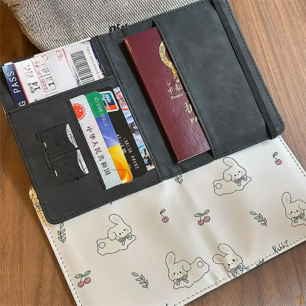 PU Leather Capybara Passport Holder Cartoon Ultra-thin Passport Bag Multi-function Portable Credit Card Wallet