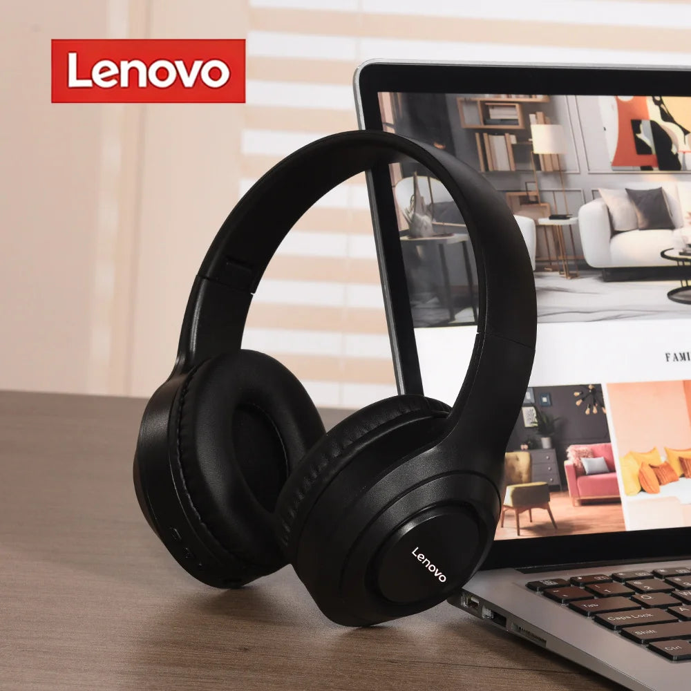Newest Lenovo Wireless Headphones Bluetooth Earphones Foldable Headset Helmets with Mic Support TF-Card Noise Reduction Earbuds