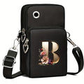 Fashion A-Z Letter Print Women's Crossbody Bag Large Capacity Three-Layer Zipper Phone Bag Daily Travel Coin Purse