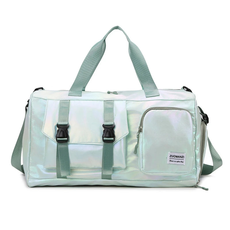 Holographic Glamour Duffel Bag - Spacious,Stylish Shoulder Tote with Shoe Compartment for Effortless Weekend Escapes Travel Bags