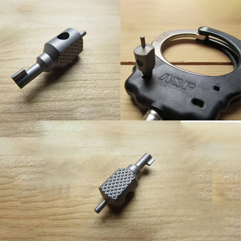 CNC Titanium Made ASP SW Smith Wesson Handcuffs Toy Knife Lanyard Paracord Bead EDC Tool Key Spanner Pendant