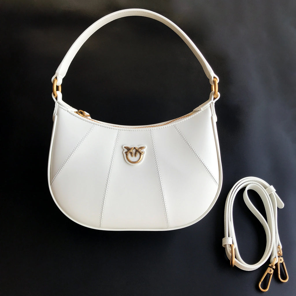 2026 Luxury Pinko‑Inspired Swallow Bowling Bag Top Grain Leather Women’s Minimalist High Quality Handbag