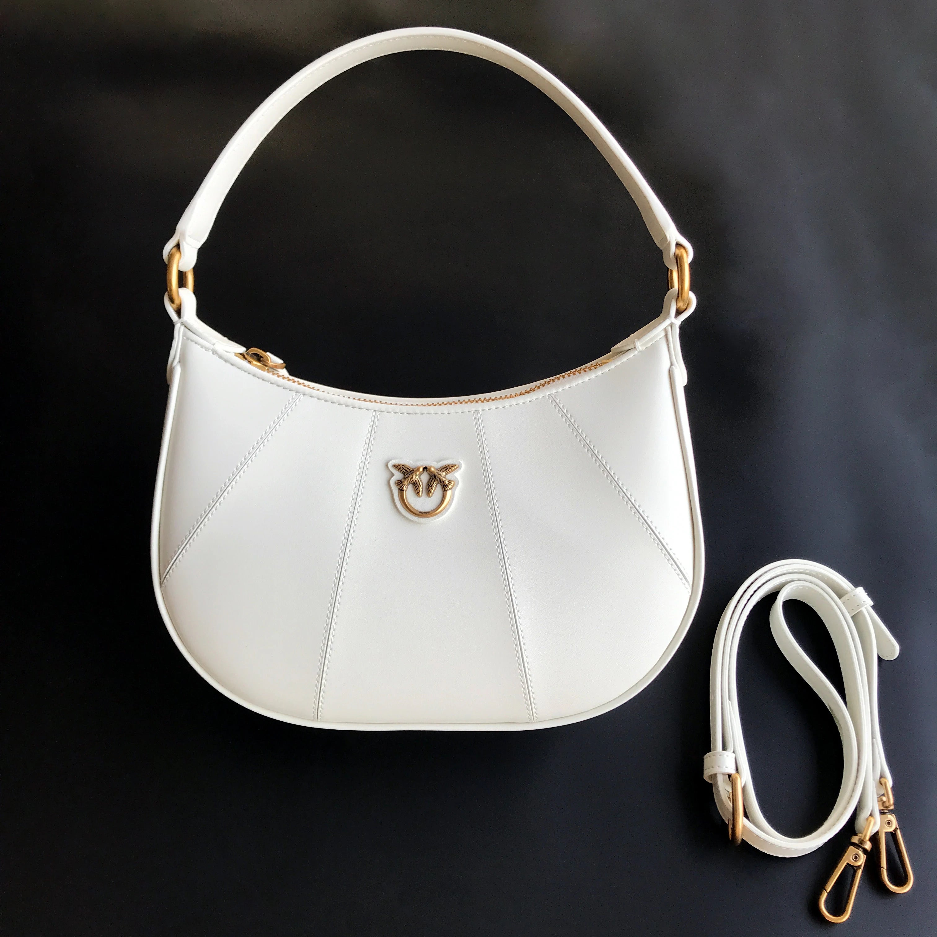 2026 Luxury Pinko‑Inspired Swallow Bowling Bag Top Grain Leather Women’s Minimalist High Quality Handbag