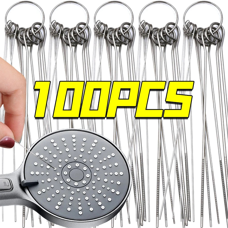 Stainless Steel Needle Shower Head Cleaning Brushes Set Suitable For Multi Size Shower Heads Bathroom Accessory Cleaning Tools