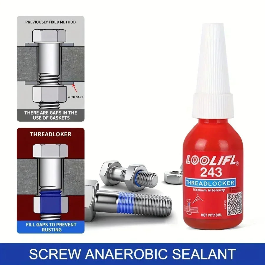 Adhesive 243 Anaerobic Screw Glue Strong Anti-slip Fastening Thread Locker High and Low Strength High-Temperature-Resistant New