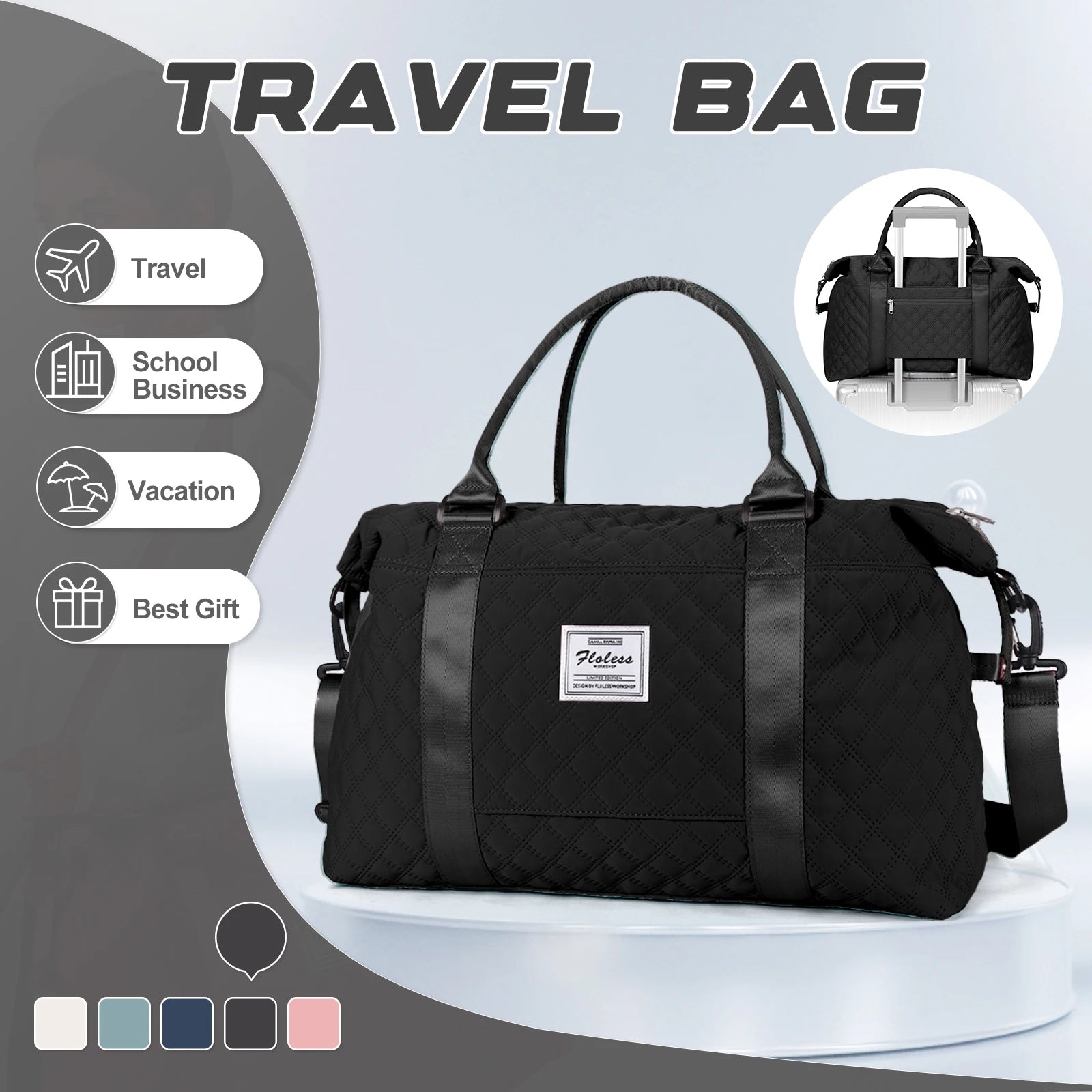 Travel Duffle Bag, Waterproof Weekender Carry On Travel Bags, Sport Gym Bag, Hospital Bags for Labor and Delivery, Overnight Bag