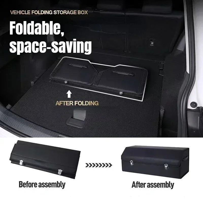Car Trunk Organizer Car Trunk Organizer For SUV Waterproof Leather Cargo Container Folding Vehicle Accessories For SUV Truck