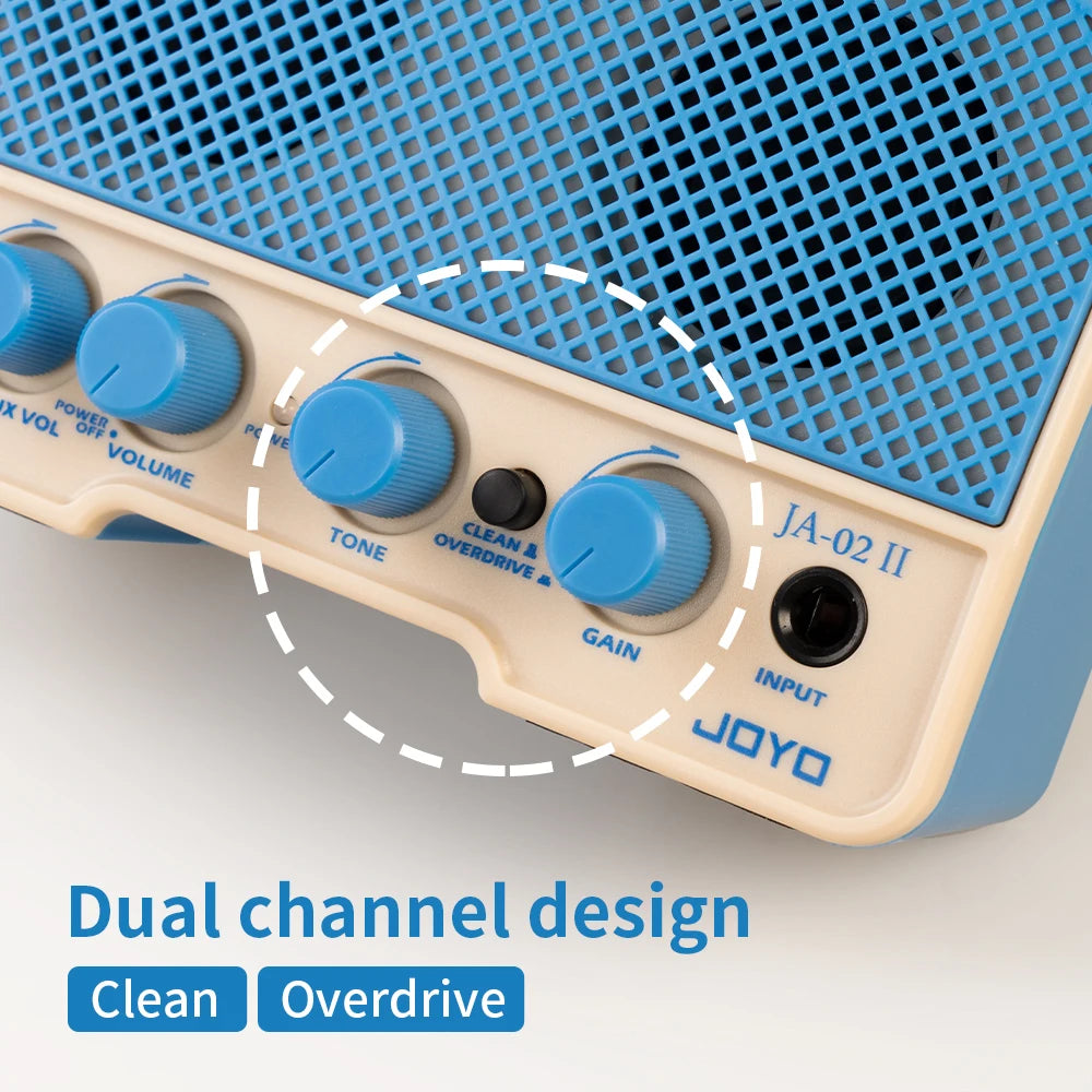 JOYO JA-02 II Electric Guitar Amplifier Portable 5W Rechargeable Bluetooth Headphone Guitar Amp with Clean & Overdrive Channel