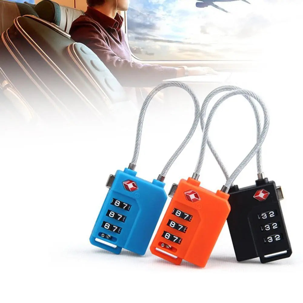 Anti-Theft Cable Luggage Lock Portable TSA Customs Lock Customs Code Lock Smart Combination Lock Padlock with Steel Cable