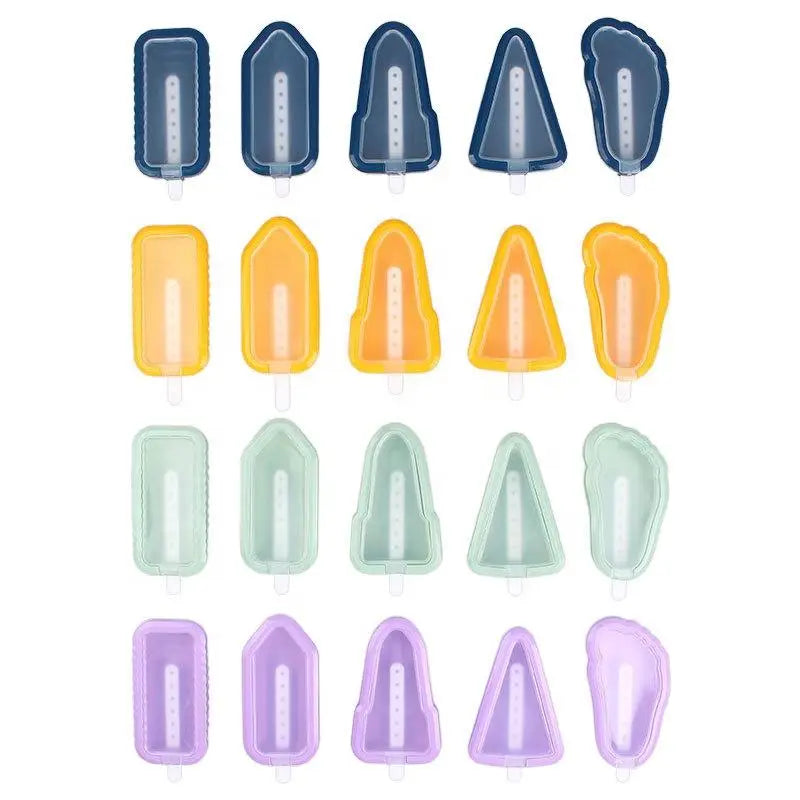 5 pcs Summer Homemade Silicone Ice Cream Mold With Multiple Shapes For Household Ice Cream Making Tools