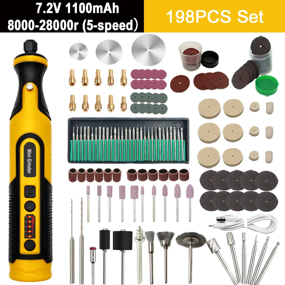 5000-20000r 4.2V Engraver Electric Drill Mini Grinder Engraving Pen Drilling Machine Cordless Rechargeable Micro Rotary Tool Kit