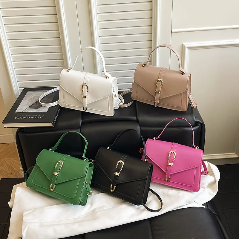 Fashion Beige Women Top Handle Bags, Minimalist Satchel Shoulder Purse with Buckle Detail, Elegant Work Daily Crossbody Bag