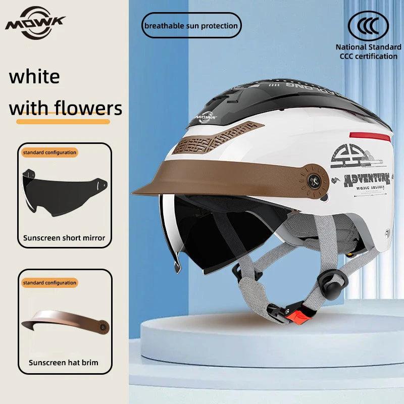 MOWK Motorcycle Helmet Summer Breathable Men Women Electric Jet Scooter Half Helmet Large Sunroof Open Face Moto MTB Bike Helmet