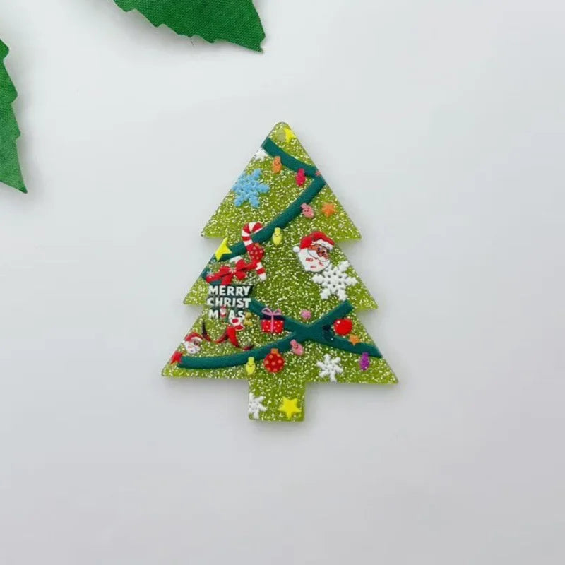 10pcs Christmas Series Acrylic Accessories - Santa Claus, Heart, Creative Bear, and More Decorative Add-ons