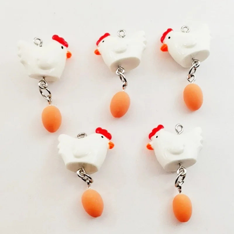 10pcs hot selling creative healing resin hen egg pendant DIY jewelry accessories jewelry making earrings necklace