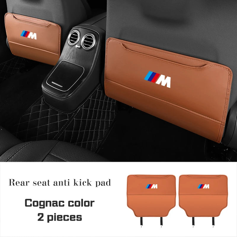 PU leather Car Seat Anti Kick Pad For BMW M M3 M4 M5 E46 E90 E92 F15 F20 F07 F40 F30 G30 G01 G02 G05 Protect Cover Storage Bag