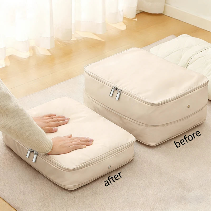 Compression Storage Bag Comforter Blanket Duvet Clothes Zipper Space Saver Home Large Dustproof Reusable Travel Closet Organizer