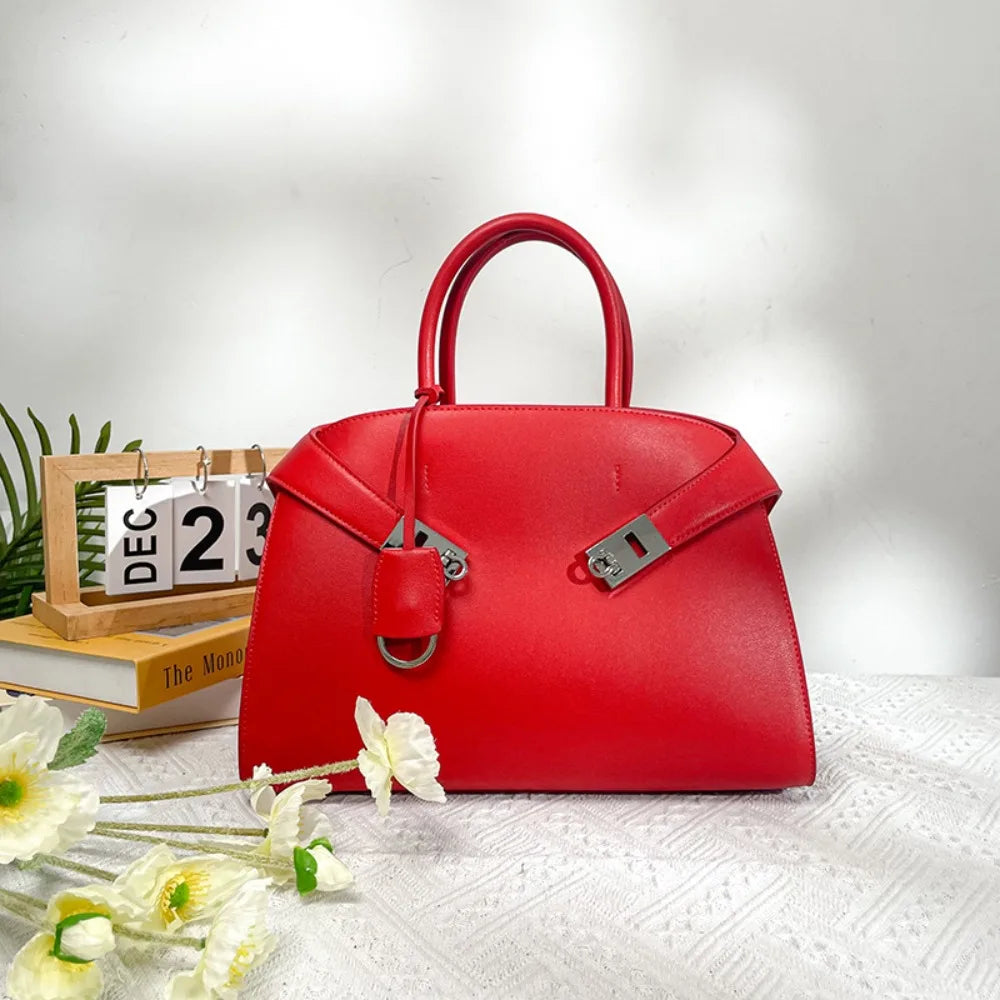High-end Niche Design Tote Bag, Large-capacity Cowhide Shoulder Messenger Bag, Unique Texture, Fashionable and Simple
