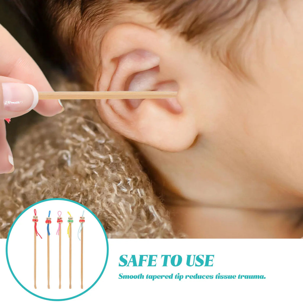 5Pcs Portable Bamboo Ear Cleaning Tools Earwax Removal Spoons Safe Non Irritating Smooth Surface Compact Lightweight Ear Care
