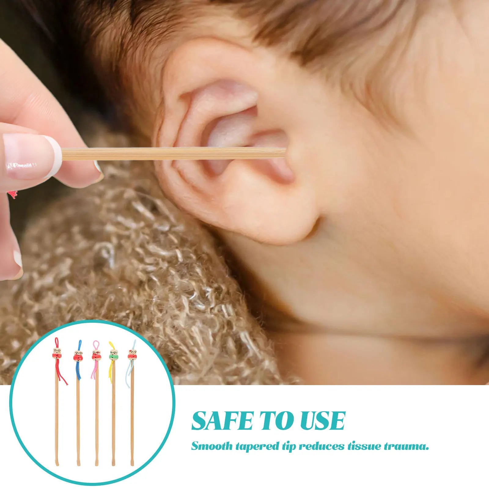 5Pcs Portable Bamboo Ear Cleaning Tools Earwax Removal Spoons Safe Non Irritating Smooth Surface Compact Lightweight Ear Care