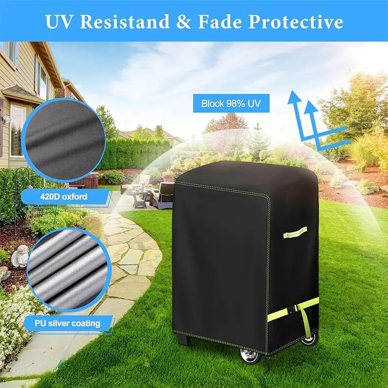 420D Outdoor Barbecue Cover, Marine Barbecue Stove Protective Cover, Lightweight Portable, Dust Cover, Waterproof and Sun Protec