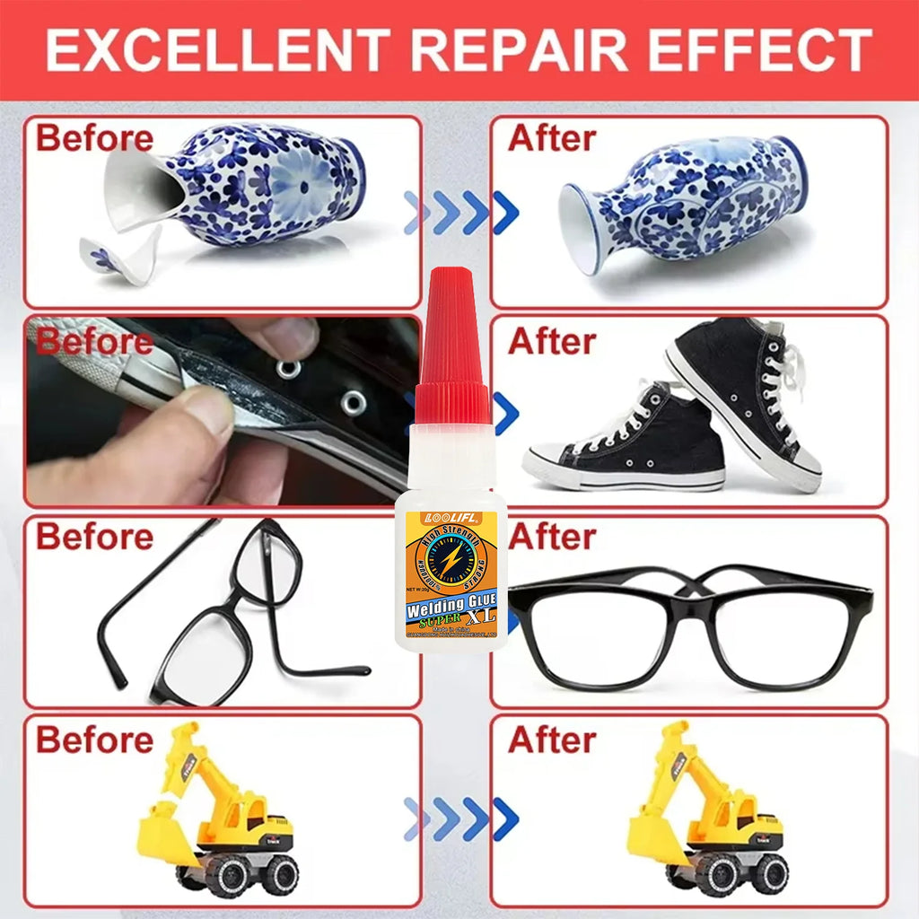 LOOLIFL Multi Purpose Super Glue Strong Fast Drying Adhesive Cyanoacrylate for Metal Plastic Glass DIY Bonding Liquid Glue Tool