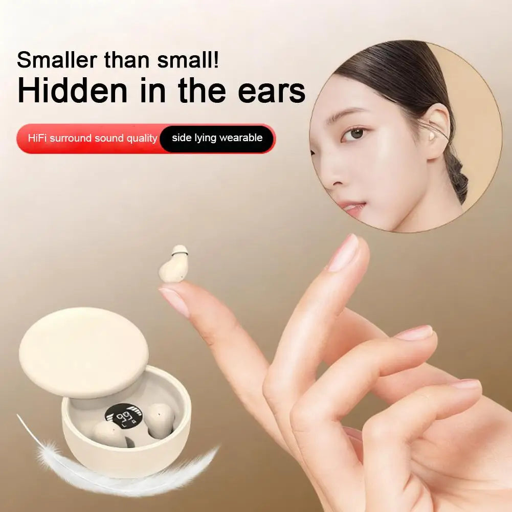 2025 New Mini Invisible Bluetooth 5.4 Headphones Noise Cancelling Earbuds For Sleeping Sleepers Wireless Earphones For Work